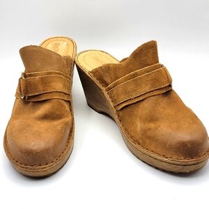 Born Women's Nola Tan Camel Distressed Leather‎ Clogs/Mules Size 10. #1320